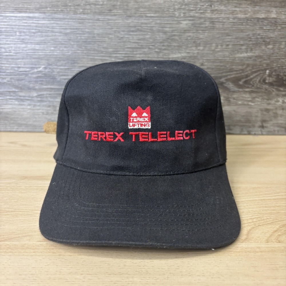 Vintage Terex Telelect Hat Cap Strap Back One Size Mens Black Embroidered